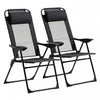 Outsunny Double Camping Chairs Foldable W/ Reclining & Headrest, Black
