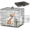 PawHut Dog Crate, 24" Folding Metal Dog Kennel with 2 Doors, Removable Tray, Soft Cushion, Handle, Pet Cage for Extra Small Dogs, Black