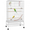 Pawhut 52" Bird Cage For Budgies Cockatiels Canaries Lovebirds Finches With Rolling Stand, Toys, Removable Tray, Storage Shelf, White