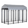 Pawhut 8' X 4' X 6' Large Outdoor Dog Kennel Steel Fence With Uv-resistant Oxford Cloth Roof & Secur