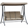 Outsunny 3 Person Outdoor Porch Swing Chair W/ Adjustable Canopy, Brown
