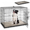 Pawhut Dog Crate, 41" Folding Metal Dog Kennel With 2 Doors, Removable Tray, Soft Cushion, Handle, Pet Cage For Extra Large Dogs, Black
