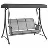 Outsunny 3 Person Outdoor Porch Swing Chair W/ Adjustable Canopy, Black