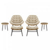 Benson Modern 3-Piece Lounge Chair Set in Cream - Set of 6
