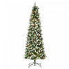 Homcom 7.5' Prelit Flocked Artificial Xmas Tree W/ Pine Cones, Berries