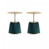 Anderson Modern Metal Top Upholstered End Table in Green - Set of 2