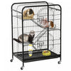 Pawhut 4-tier Metal Small Animal Cage With Wheels, Metal Bunny Playpen With 2 Doors, Platforms, Ramp