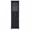 Jamie 63\" Pine Wood Tall Bathroom Storage Cabinet With Adjustable Shelves And Glass Doors - Green