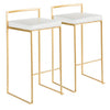 LumiSource Fuji White Faux Leather Contemporary Barstool - Set of 2
