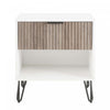 Dumbo Modern 20\" Fluted Nightstand in Rustic Gray and White (1-Drawer)