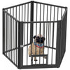 Pawhut Dog Playpen, 30\"h Pet Playpen, 5 Panels Puppy Exercise Pen Heavy Duty With Dog Gate & Cat Doo