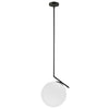Dainolite Orion 1 Light Pendant Matte Black Opal White Glass Lamp