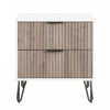Dumbo Modern 20\" Fluted Nightstand in Rustic Gray and White (2-Drawer)