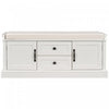 Boyce Solid Wood Storage Bench With 4-door Shoe Cabinet With Cushion - White
