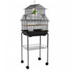 Pawhut 48" Bird Cage For Finches, Canaries, Budgies, Indoor Parrot Cage With Perch, Swing, Food Container, Slide-out Tray, Handle, Stand, Bottom Shelf, Black