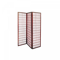 3 Panel Wood Framed Paper Screen Mahogany