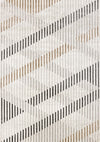 Washable Multi-Coloured Basketweave Lines Area Rug - 7'10\" x 10'6\"