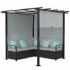 Outsunny Patio Furniture W/ Retractable Canopy Pergola Sofa Set, Grey