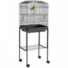 Pawhut 49" Bird Cage For Finches, Canaries, Budgies, Parrot Cage With Accessories, Wheels, Detachable Stand, Storage, Black