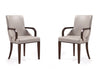 Shubert Modern Wood Vegan Leather and Velvet Armchair in Light Gray - Set of 2