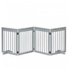 Pawhut Freestanding Pet Gate 4 Panel Wooden Dog Barrier Folding Safety Fence With Support Feet Up To