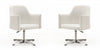 Pelo Modern Vegan Leather Swivel Lounge Chair in White - Set of 2 Accent Chair