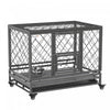 Pawhut Heavy Duty Dog Crate, Metal Dog Kennel Cage With Wheels, Openable Top, Removable Tray, Stainless Steel Bowl, For Small, Medium, Large Dogs, 36.4" X 24.4" X 31.1"
