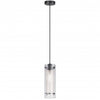 Dainolite Pasha 1 Light Pendant Matte Black Finish Clear/Frosted Glass Lamp
