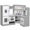 Qaba Corner Play Kitchen, Kids Kitchen Playset, Pretend Play Kitchen Set With Lights & Sounds, Stove