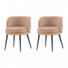 Kaya Modern Wood Velvet Dining Chair in Nude - Set of 2