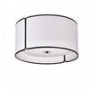 Dainolite Notched Drum 3 Light Flush Mount Matte Black White Shade And Diffuser Lamp