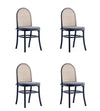 Paragon Industry Chic Cane Back Wood Upholstered Dining Chair in Black and Gray - Set of 4