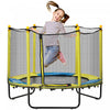 Qaba 55" Trampoline for Kids, 44.5"H Indoor Outdoor Toddler Trampoline with Safety Enclosure Net, Baby Recreational Play for Boys and Girls, Ages 3-10, Yellow