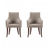 Connie Modern Vegan Leather and Velvet Wood Armchair in Taupe - Set of 2 Dining Chair