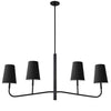 Dainolite Eleanor 4 Light Horizontal Chandelier Matte Black Black/White Shades Lamp