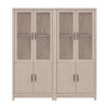 Jodie Mid-Century Modern 31\" Bookcase Cabinet in Whitewashed Oak (6-Shelf) - Set of 2