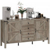 HOMCOM 59" Farmhouse Sideboard Buffet Cabinet with 2 Barn Doors, Grey