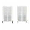 Abbey Modern 32\" Tempered Glass Bookcase Cabinet in White (4-Shelf) - Set of 2