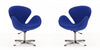 Raspberry Modern Upholstered Swivel Lounge Chair in Blue - Set of 2 Accent Chair