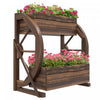 Outsunny 2-tier Raised Garden Bed, Wooden Wagon Planter Boxes With Drainage Holes, For Vegetables Fl