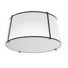 Dainolite Trapezoid 3 Light Flush Mount Tapered Drum Shaped Black/White Shade White Fabric Diffuser Lamp