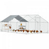 Pawhut Chicken Run, Large Metal Chicken Coop With Nesting Box, Waterproof & Uv-resistant Cover, Roosting Bars, Poultry Cage For Outdoor, Backyard, Farm, For 18-24 Poultry