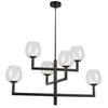 Dainolite Nora 6 Light Chandelier Matte Black Clear Glass Lamp