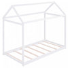 Susan Easy-clean Design Solid Wood House Bed With Roof Frame, Twin Size - White