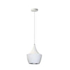 Dainolite Helsinki 1 Light Pendant Teardrop Large Matte White Finish Silver Interior Lamp