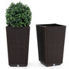 Costway 23" Tall Planters Set Of 2 Rattan Wicker Plant Pot Self-watering Tree Pot Brown