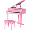 Homcom Modern Kids Piano, 30 Keys, Set Of 2, Mini Toy For Child, Grand Piano With Music Stand And Be
