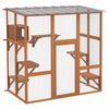Pawhut Catio Outdoor Cat Enclosure, Wooden Outdoor Cat House Window Box With Weatherproof Roof, Brid