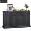 HOMCOM 58" Farmhouse Sideboard Buffet Cabinet with Charging Station Black