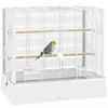 Pawhut 22" Bird Cage For Budgie, Finches, Canaries, Love Birds, Large Parrot Cage With Wooden Stands, Slide-out Tray, Handle, Food Containers, White